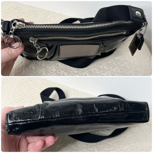 Coach Poppy Patent Leather Swingpack 42872 Black Crossbody Bag - Picture 6 of 8